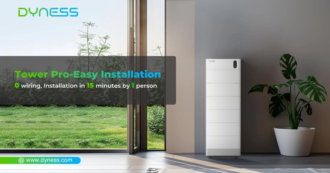 Dyness Tower Pro 23.04 kWh home battery system supporting solar storage for a family in the Netherlands