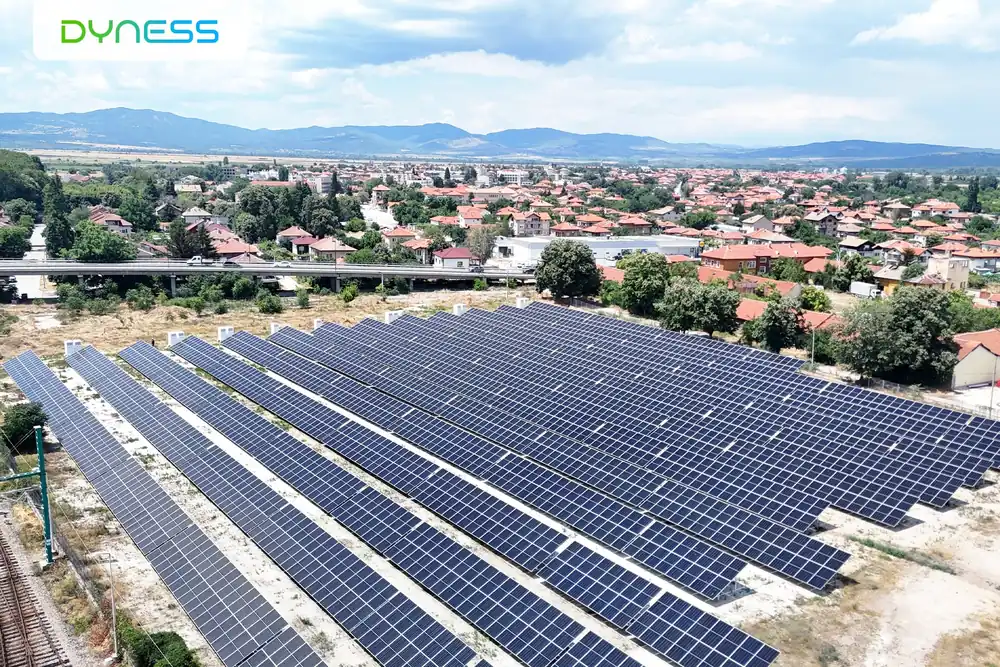 Aerial view of a solar PV installation