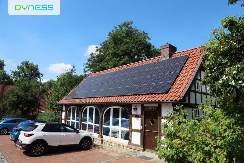 Solar panels installed on the roof of a German home Solar panels installed on the roof of a German home
