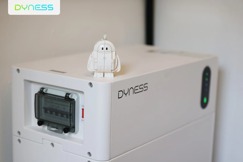 Close-up of a Dyness home battery storage system Close-up of a Dyness home battery storage system